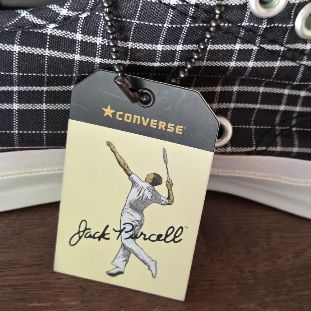 NWT Converse Jack Purcell Print Ox Black Plaid US Women's Sz 9.5 Men's 8 EU 41 - Picture 14 of 16